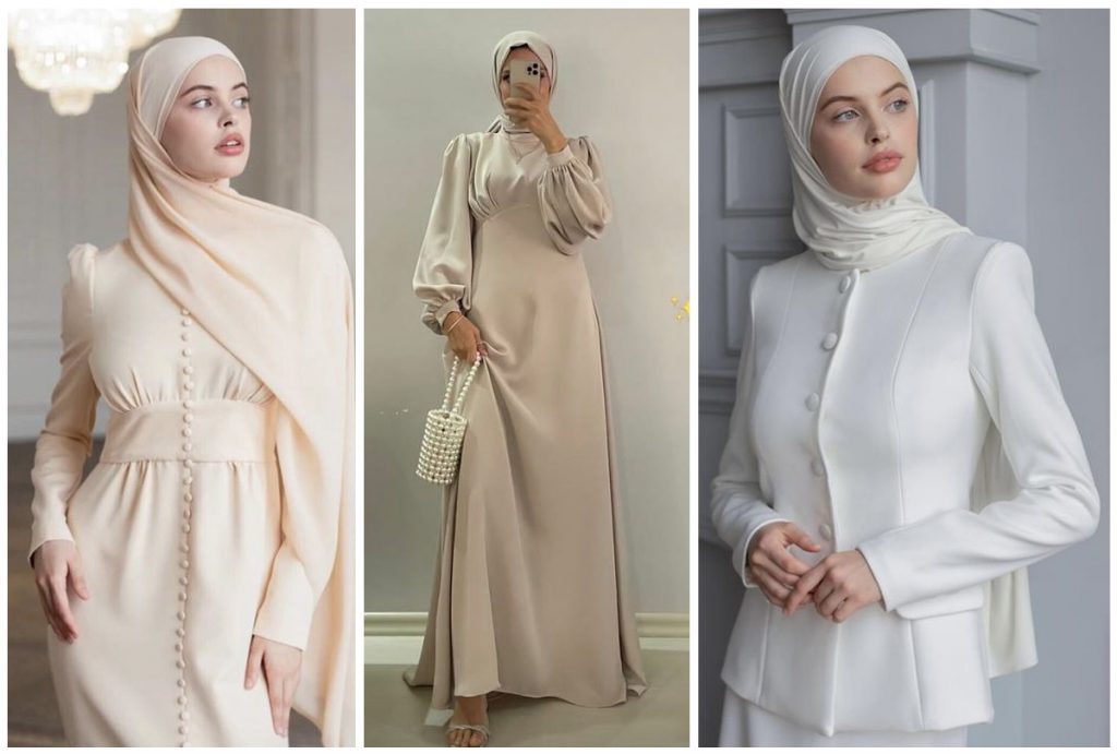 10 مدل لباس مجلسی با حجاب با پارچه استات پلاتینیوم + عکس